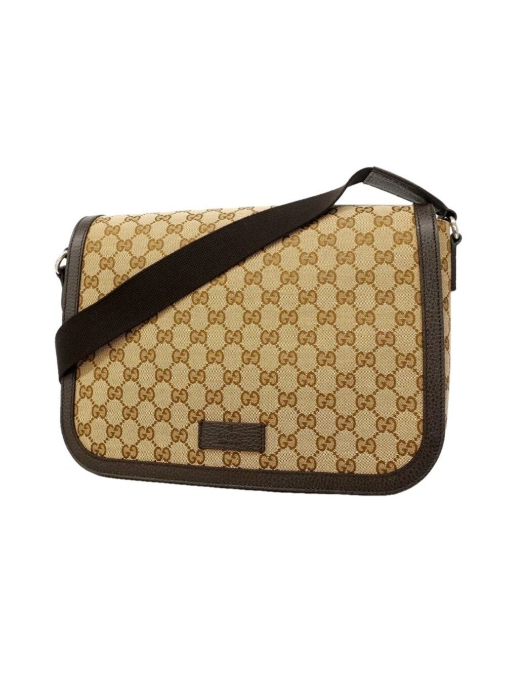 Gucci Shoulder Bag GG Canvas Brown Silver